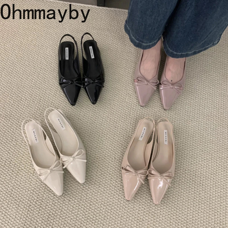 Summer Fashion Butterfly-knot Women Sandals Shallow Slip On Slingbacks Ladies Casual Dress Street Style Flats Shoes