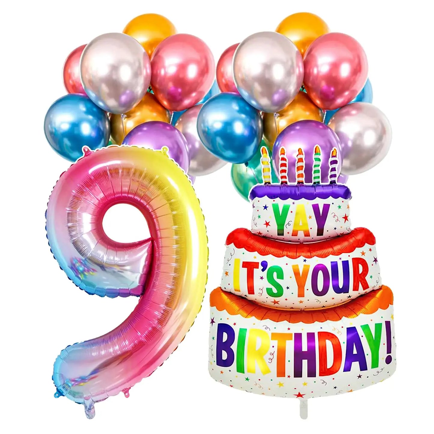 Renyuan Rainbow Zahlen Folienballons - 20er Pack 32 Zoll