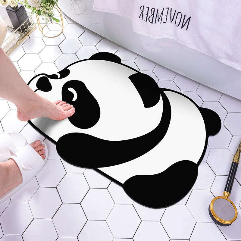 Panda Cartoon Dog Pattern Soft Cushion Bath Mat Quick Dry Super Absorbent Non-slip Bathroom Rug Diatom Mud Carpets Waterproof
