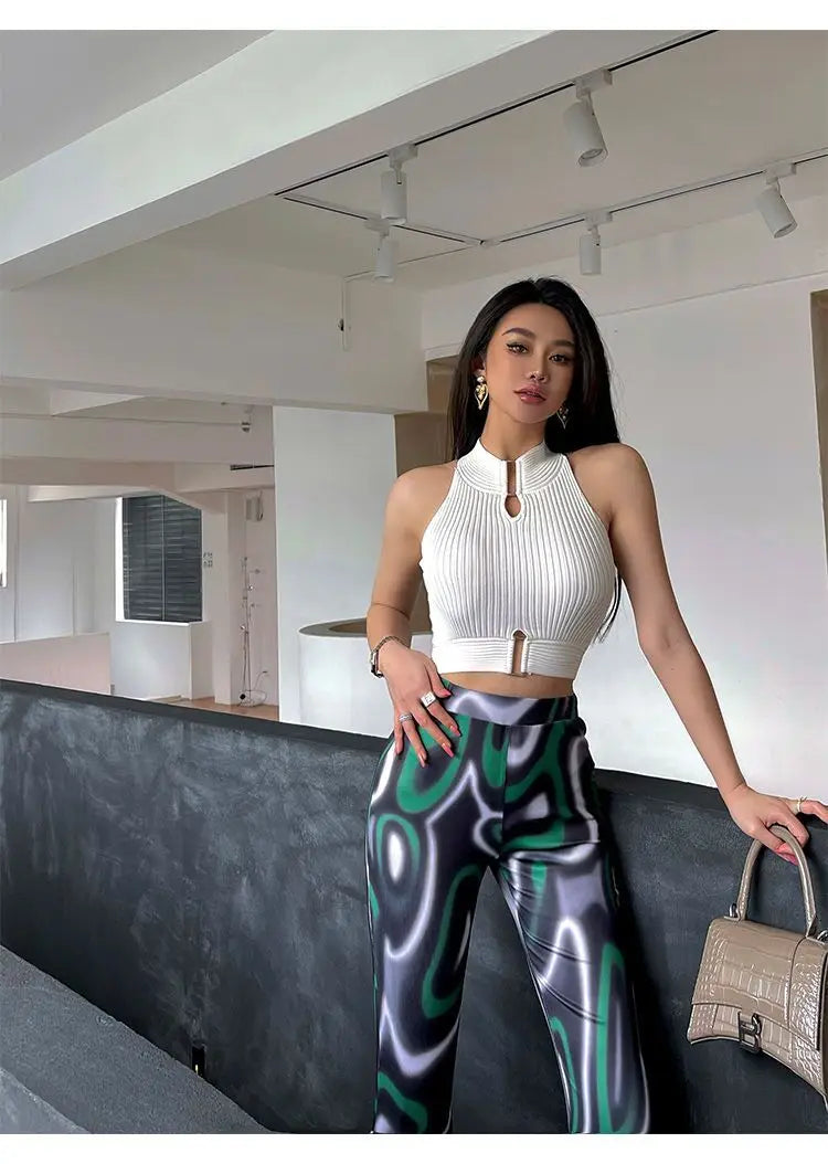 HELIAR Women elegant Tank Tops Chic Y2K Tops Halter Off Shoulder Tops Crop Tops Elastic Solid Tank Tops For Women Summer