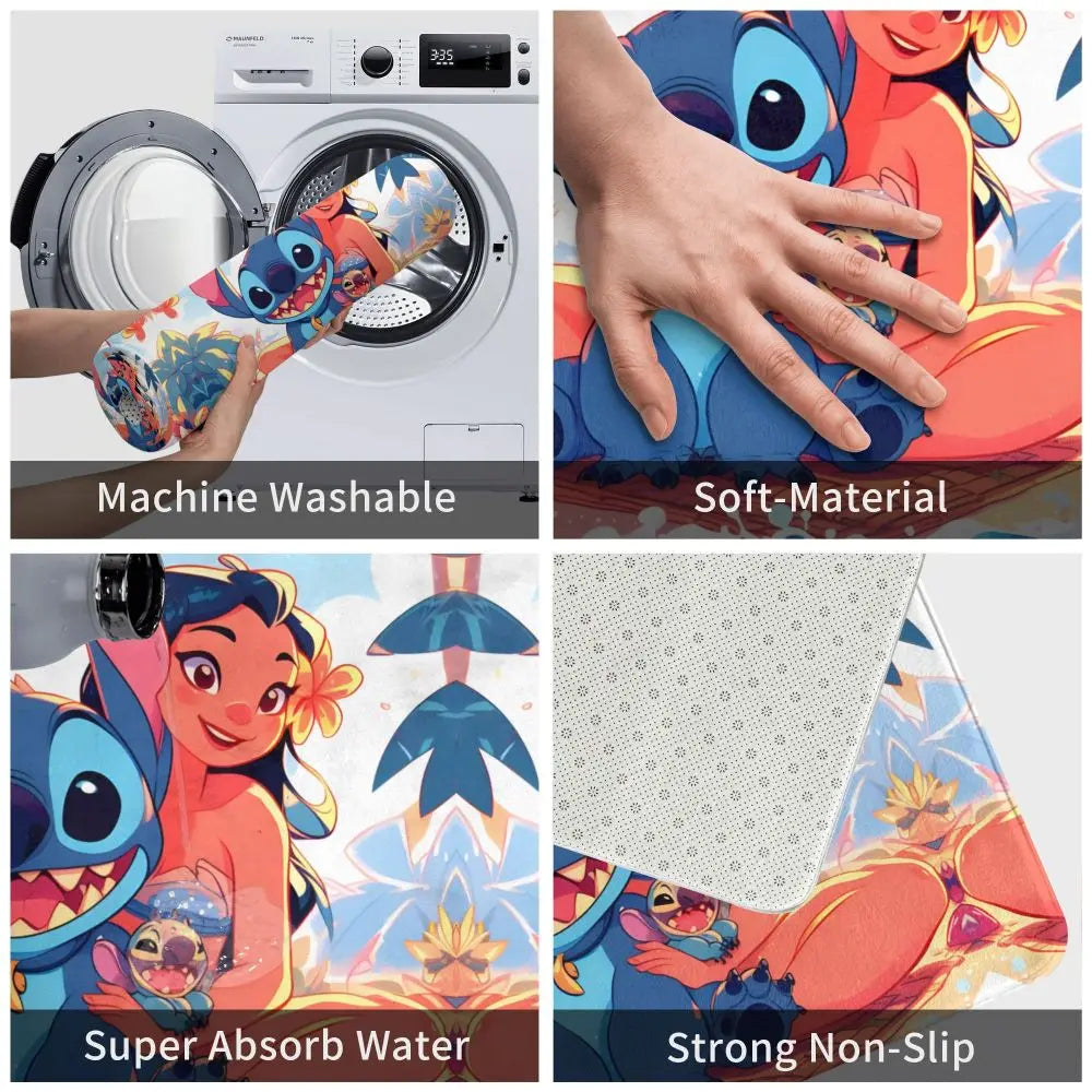 Custom Cartoon Stitch Floor Door Kitchen Bathroom Mat Anti-Slip Outdoor Doormat Bedroom Balcony Entrance Rug Carpet Footpad