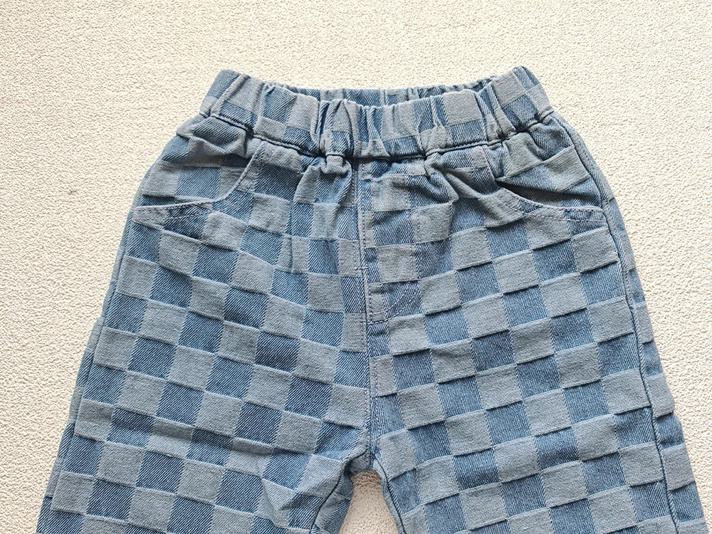 Children's Jeans 1-5Y New 2024 Autumn Boys Plaid Denim Pants Loose Style Mid Waist Girls Checkerboard Trousers