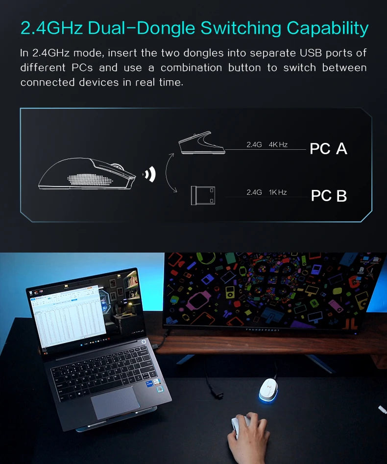 Thunderobot ML903 TriMode Gaming-Maus - 26.000 DPI, 65g