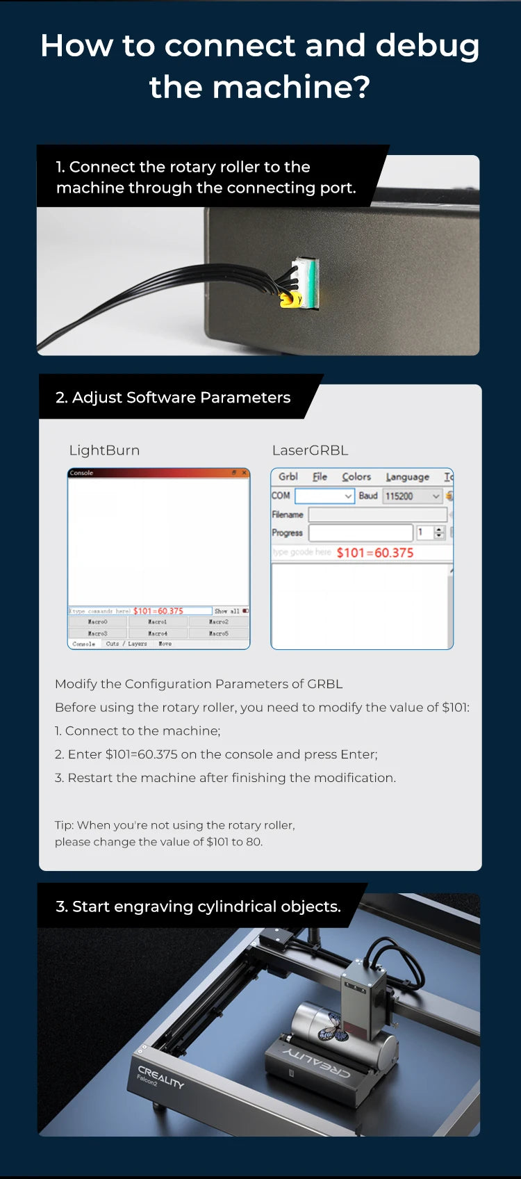 Creality Rotary Roller 2025 - Laser-Gravur Zubehör - CR-Laser Falcon 10W 22W Kompatibel Graviermaschine