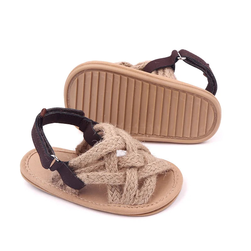 Baby Mädchen Blumen Spitze Krippe Sandalen 2025 - Süße Sommer Weiche Sohle Flache Prinzessin Schuhe - Säugling Rutschfest Erste Laufschuhe