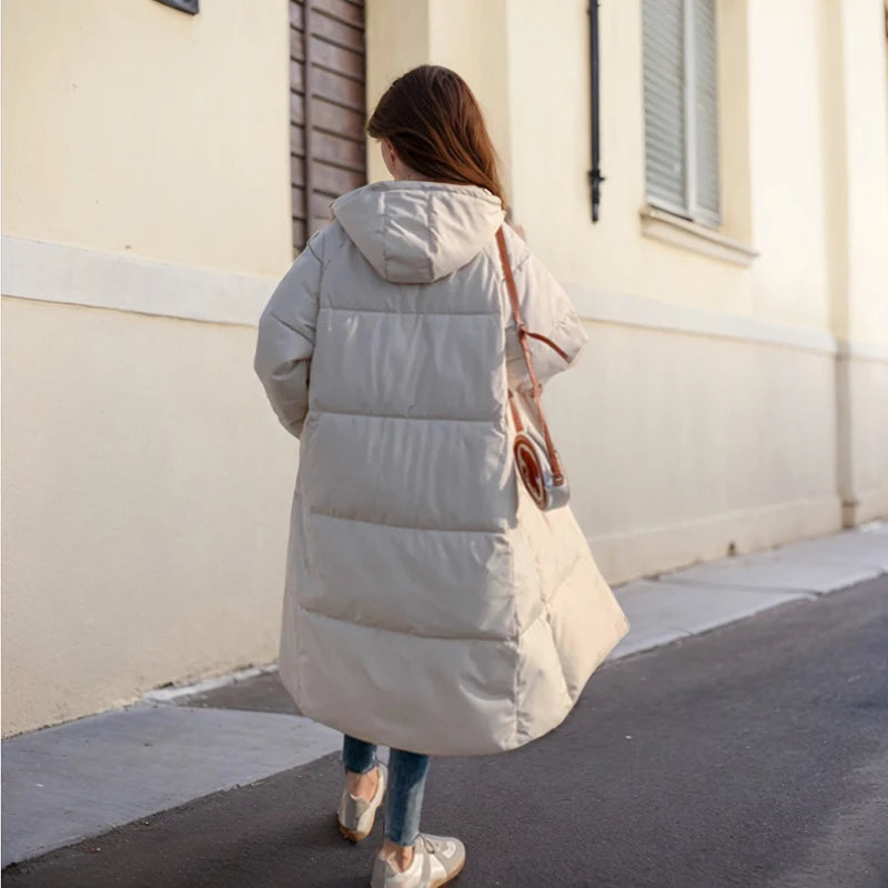 WinterParka Koreanisch Gefüttert - Kapuze, Baumwolle, lang