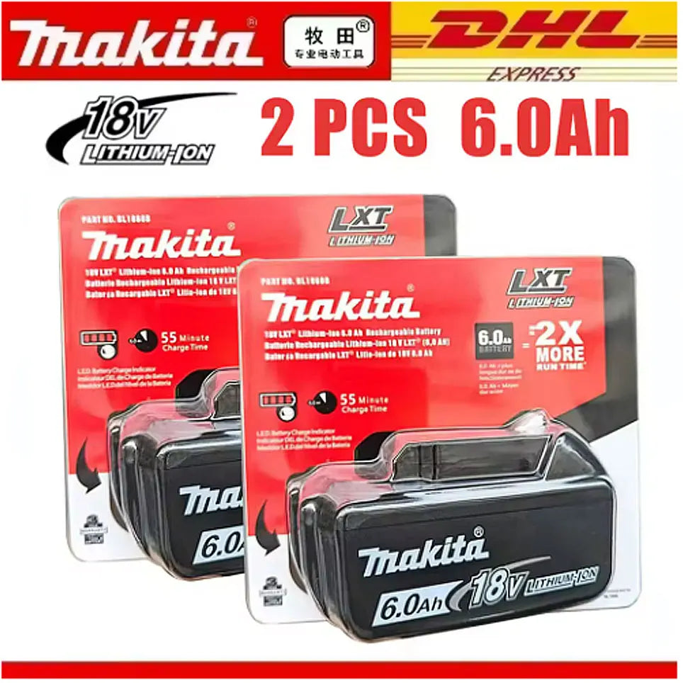 Genuine Makita 18V Battery With Charger,Makita 18 V Battery 6.0Ah 5.0ah,,Rechargeable Lithium Ion For BL1850 LXT400 Power Tool