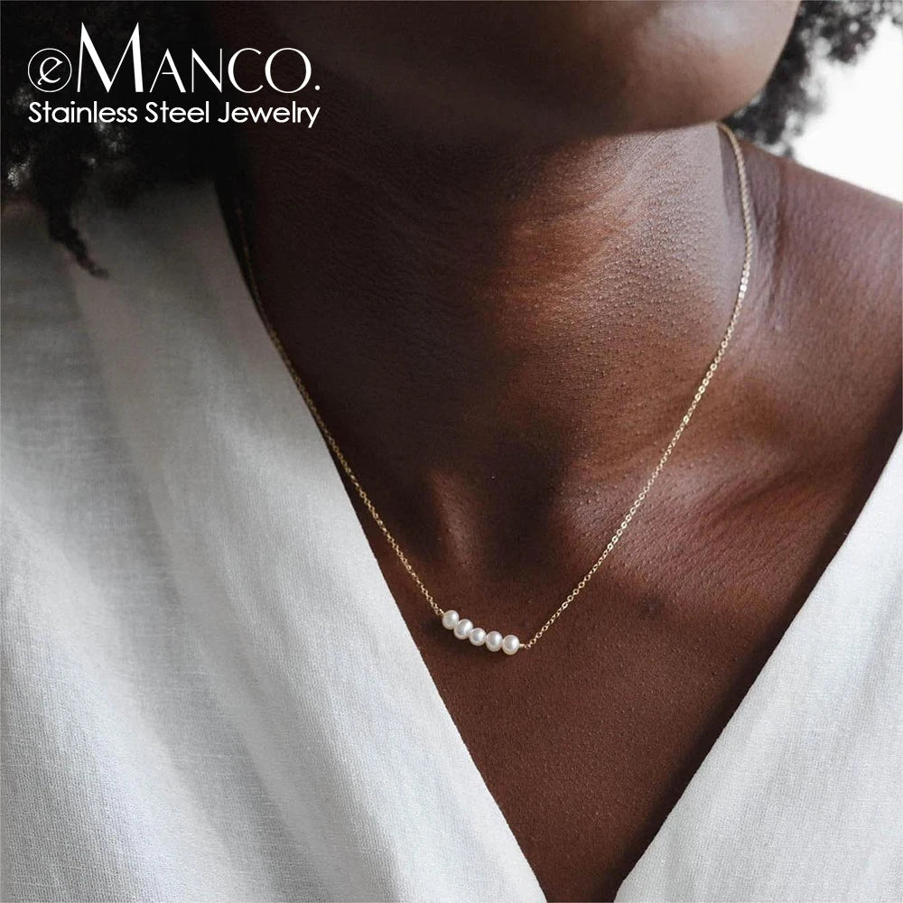 Imitation Pearls Pendant Chokers Necklace Women Gold Color Stainless Steek Necklace Christmas Gift Wholesale dropshipping