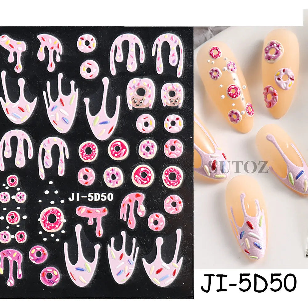 GL5D-K256 5D Sonnenblumen Nagelsticker - Herbstdesign Prägung