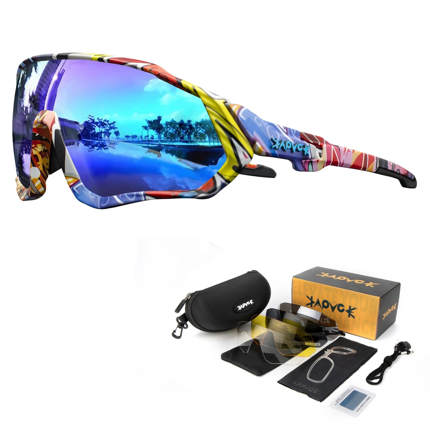 Fahrradbrille 2025: KAPVOE Polarised Cycling Glasses Outdoor Bicycle - UV400 Goggles 5 Interchangeable Lenses Unisex Sports Sunglasses Men Women Collection