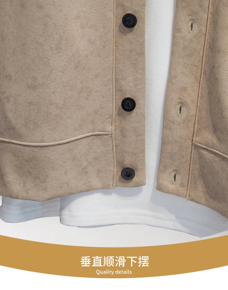 MAINKULCN Cardigan Koreanischer Stil V-Ausschnitt - Größe 8XL-10XL, Material Polyester Baumwolle, Knopfleiste