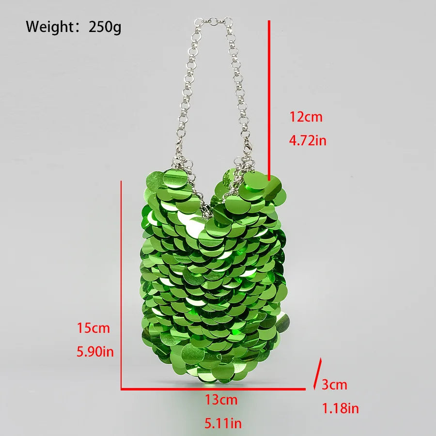 Fashion Sequins Crossbody Bag for Women Designer Metallic Women Handbags Shinny Party Shoulder Bags Luxury Evening Clucth Purses