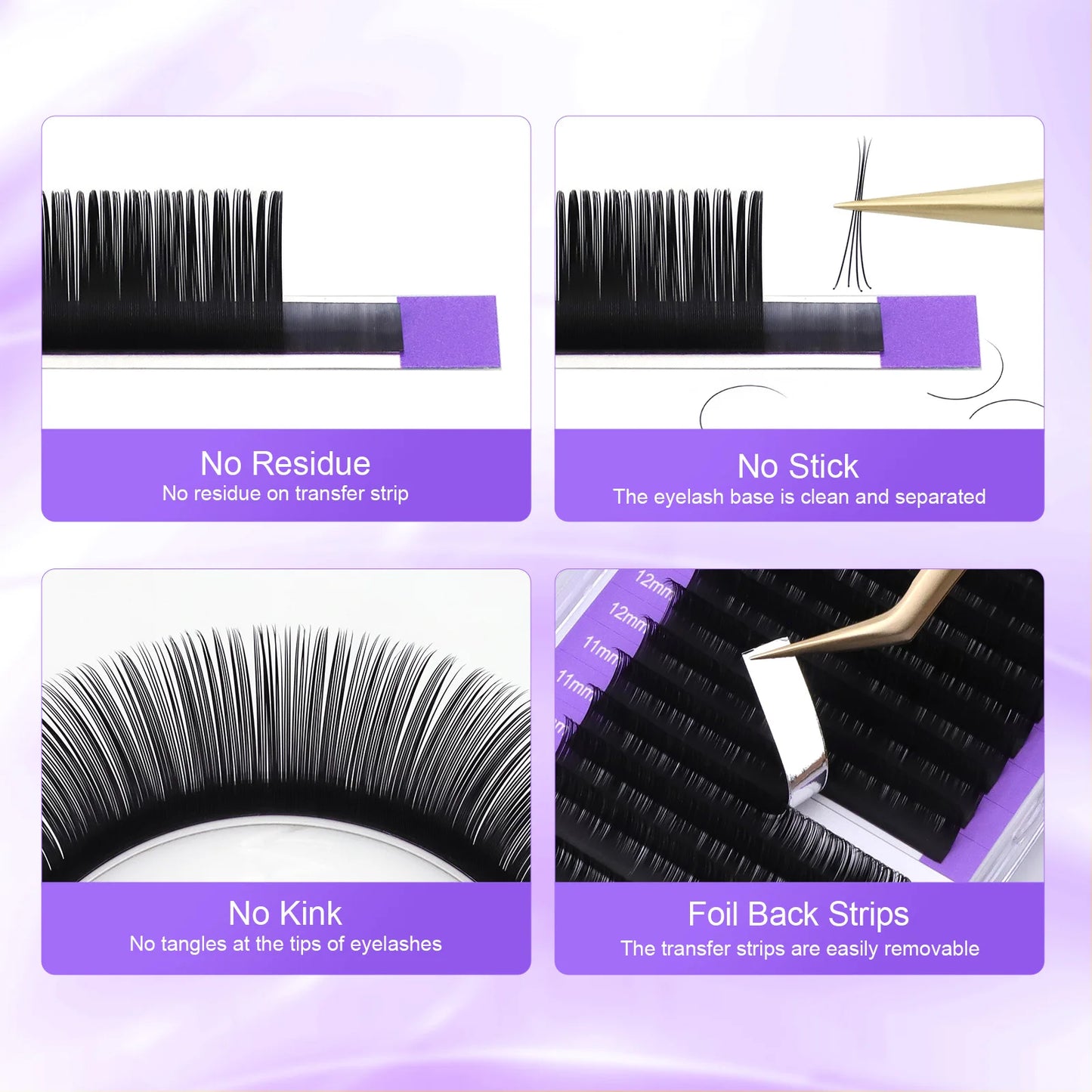 Extensie de gene NAGARAKU Individual Lashes Premium Classic, negru, mat, natural, moale