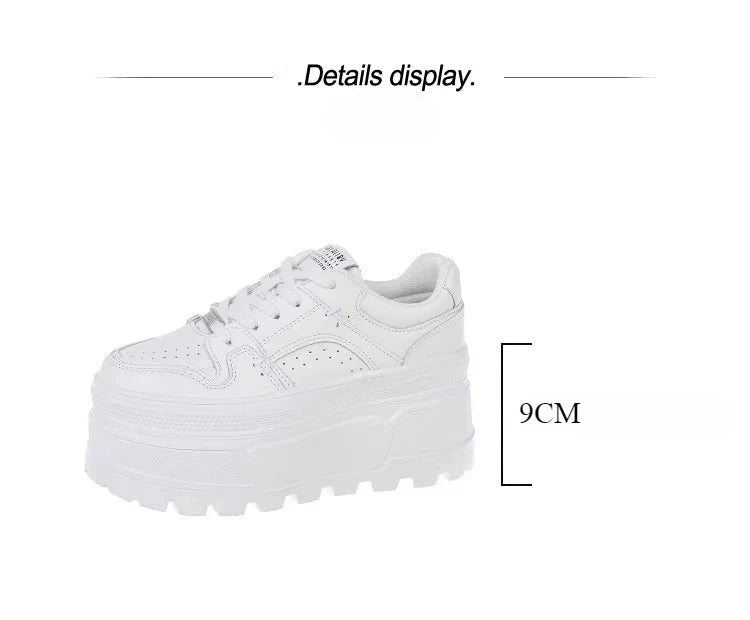 Women9 CM Platform Sneakers Casual Outdoor Simple Design Skateboard Comfortable Lace Up Sneakers Running Sports Shoes Female 40