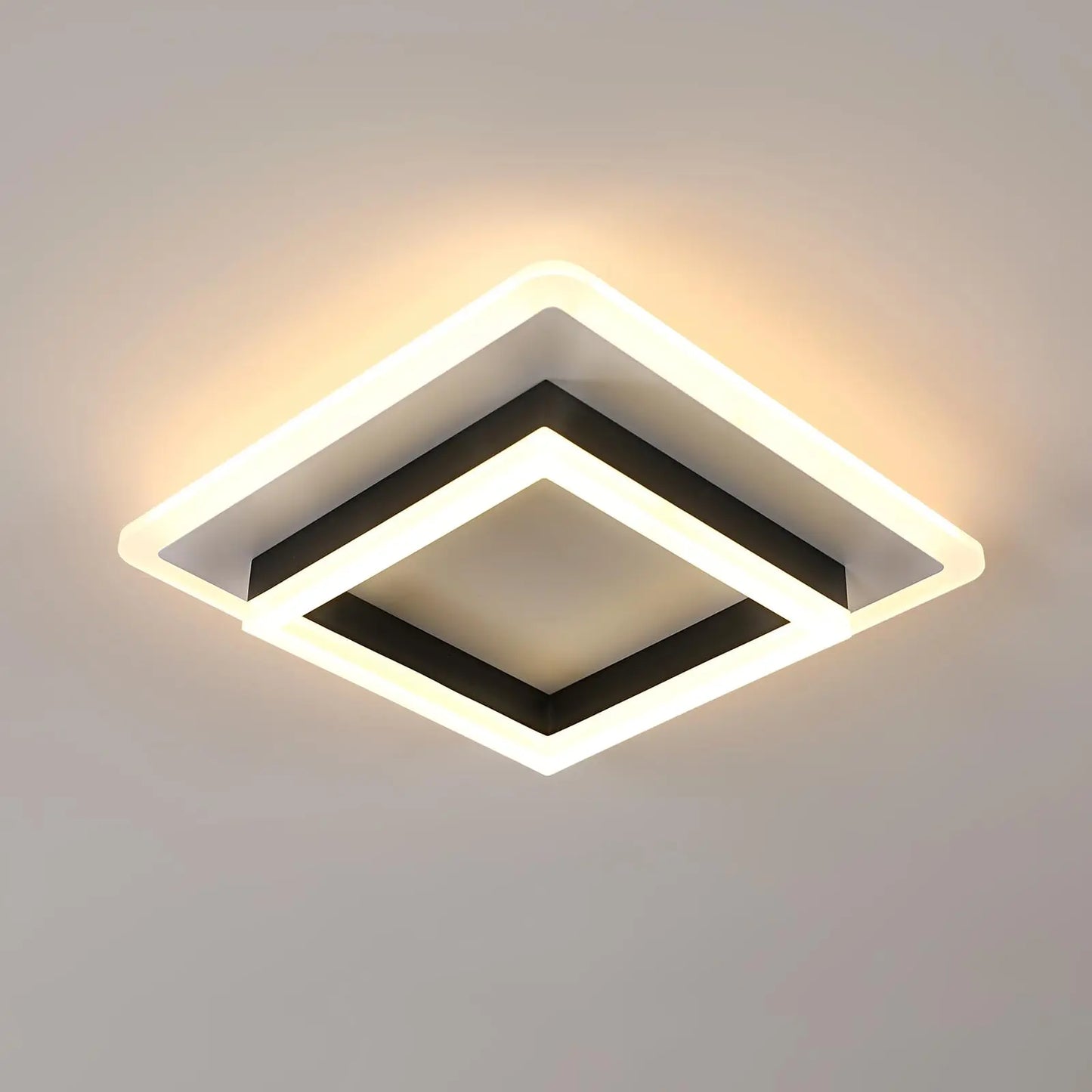 LED Ceiling Light, 30W 3500LM Modern LED Ceiling Light Fixture, Square Black Ceiling Lamp for Bedroom Living Room Kitchen Hallwa