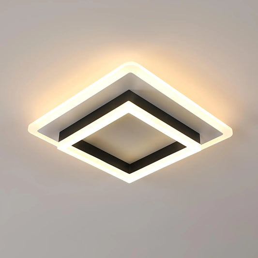LED Ceiling Light, 30W 3500LM Modern LED Ceiling Light Fixture, Square Black Ceiling Lamp for Bedroom Living Room Kitchen Hallwa