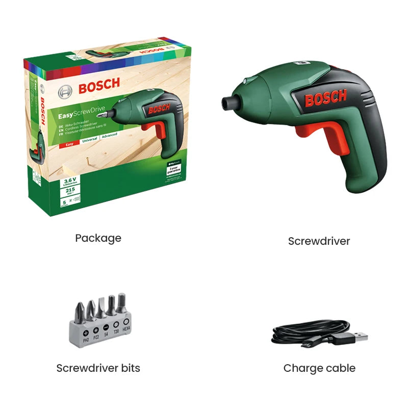 Bosch IXO Cordless Screwdriver 3.6V Usb Rechargeable Multi-Function Mini Electric Drill Screw Driver Portable Power Tool Ixo 7/6