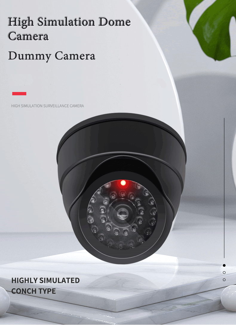 Attrappe-Kamera 2025: Creative Black Plastic Dome CCTV - Flashing LED Fake Camera AA Battery Collection