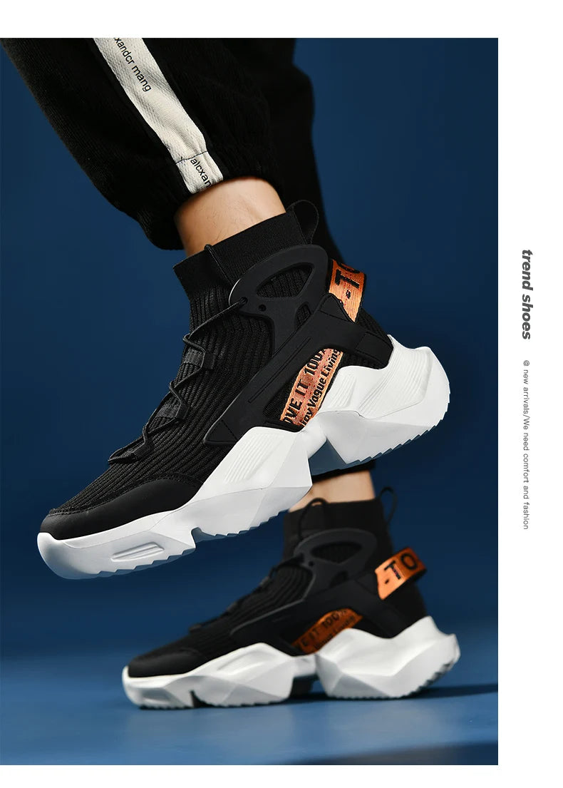 Fashion Men's Sneakers High Street Luxury Shoes Men Sock-like Comfy Sports Shoes Breathable Lightweight All-match Walking Shoes