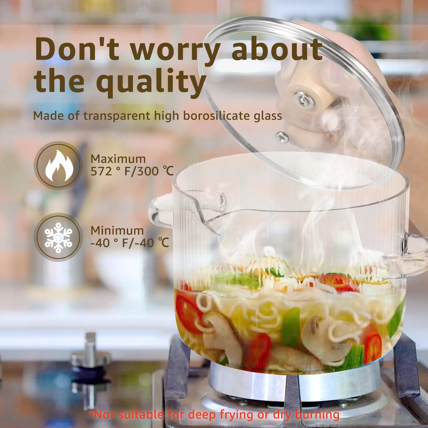 Glass Saucepan Clear Cooking Pot with Lid 16CM Heat Resistant Glass Soup Pot Dual Handles Glass Stovetop Kitchen Cooking Tools