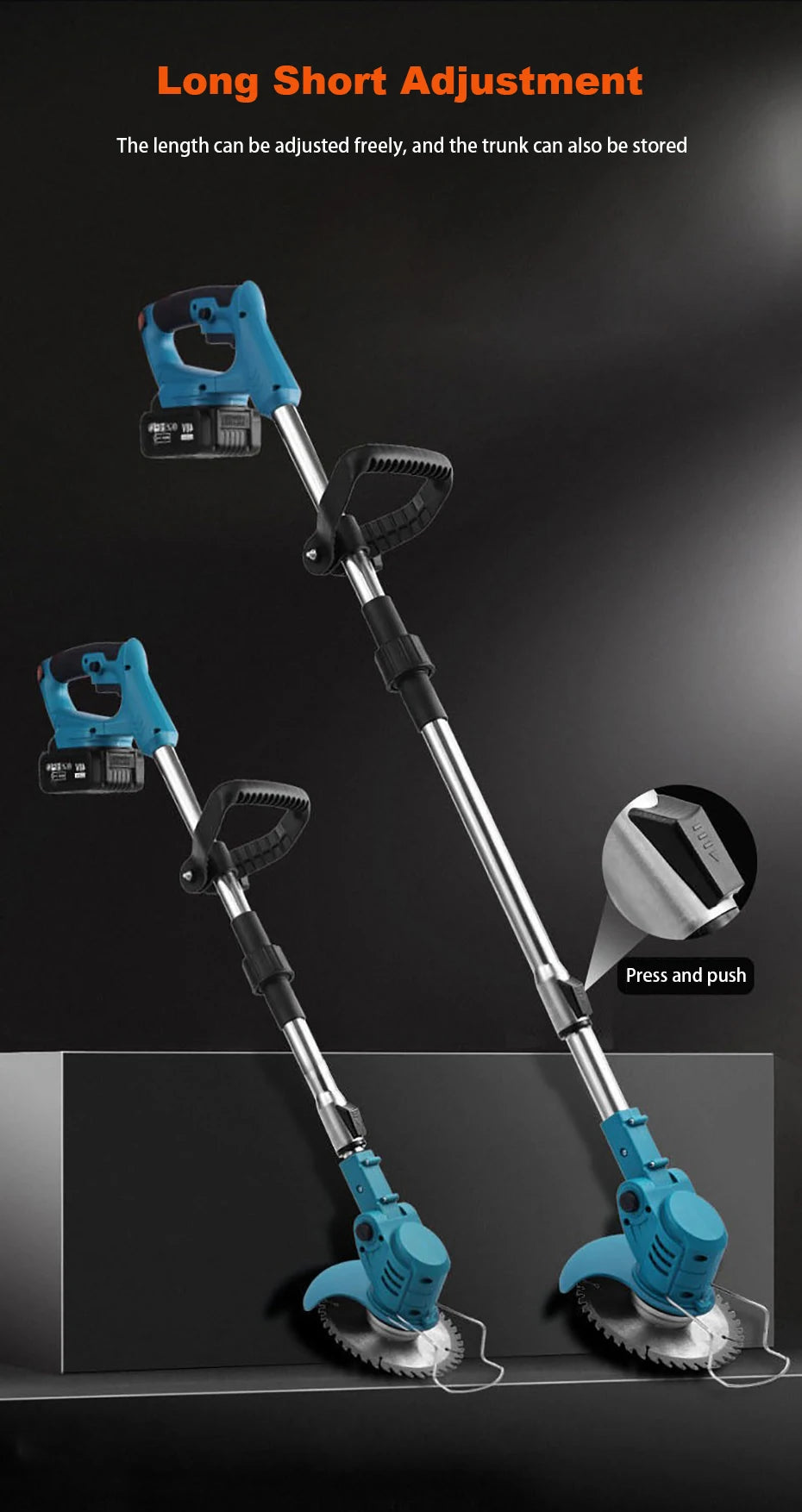 Small Household Cordless Lawn Mower Rechargeable Lawn Mowing Machine Electric Trimmer Garden Tools for Makita (Without battery)