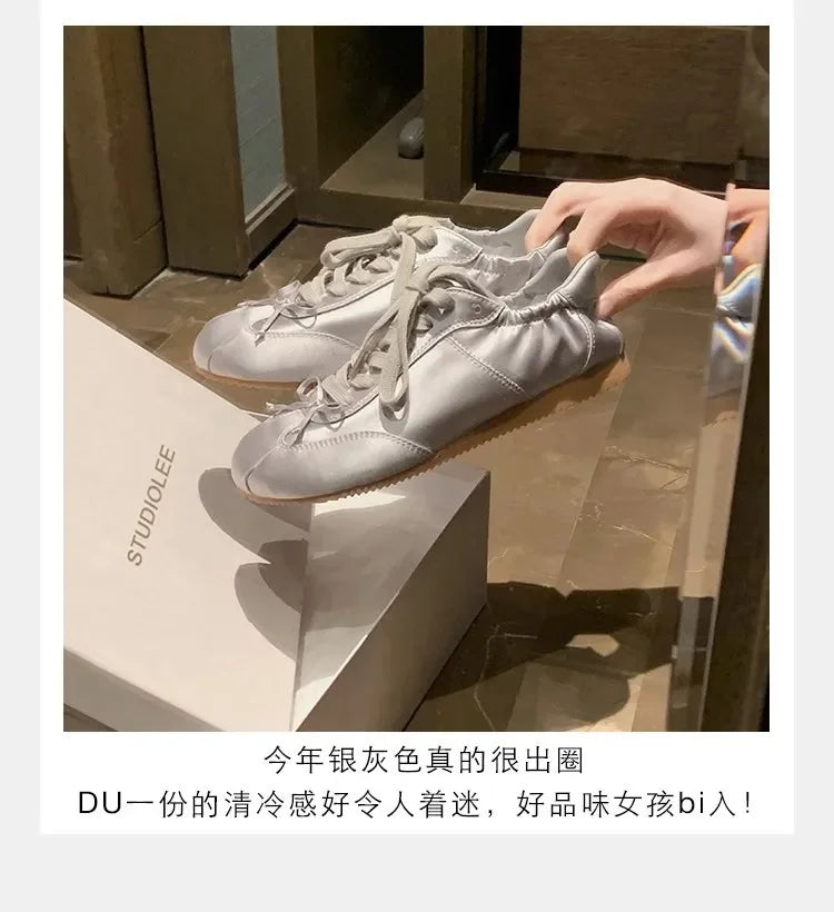 Comemore 2025 Neu Sommer Damen Ballet Stil Süß Mädchen Sport Board Schuhe Mode Satin Schleife Freizeit Flats Damen Komfortabel