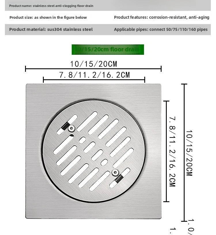 Gefängnis-Bodenablauf Edelstahl Abweisend - Ø10cm,110R