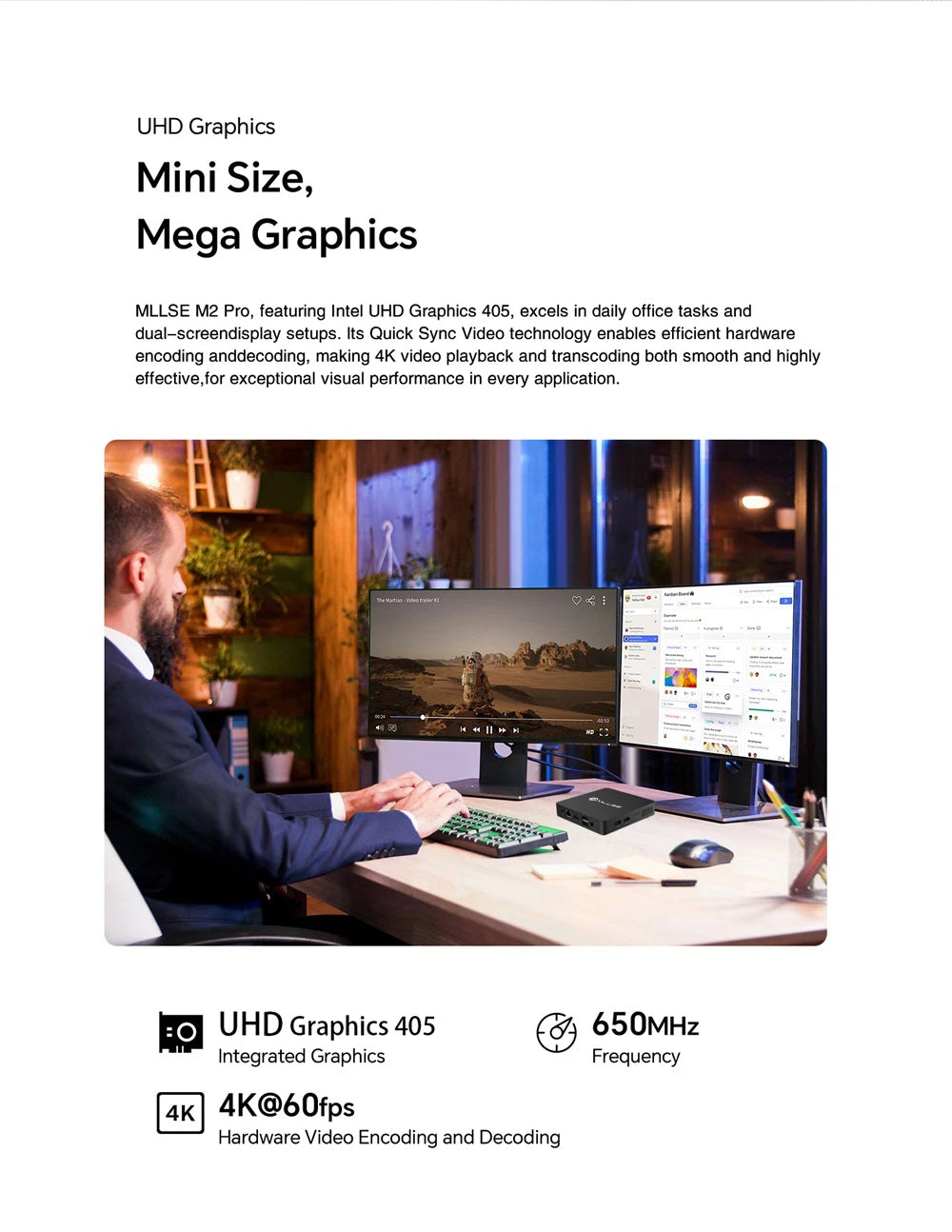 Mini PC compact MLLSE M2 Air - 128 GB ROM, N4000, 6 GB RAM