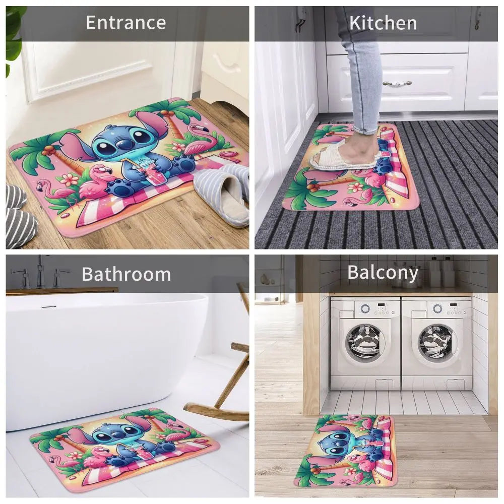 Custom Cartoon Stitch Floor Door Kitchen Bathroom Mat Anti-Slip Outdoor Doormat Bedroom Balcony Entrance Rug Carpet Footpad