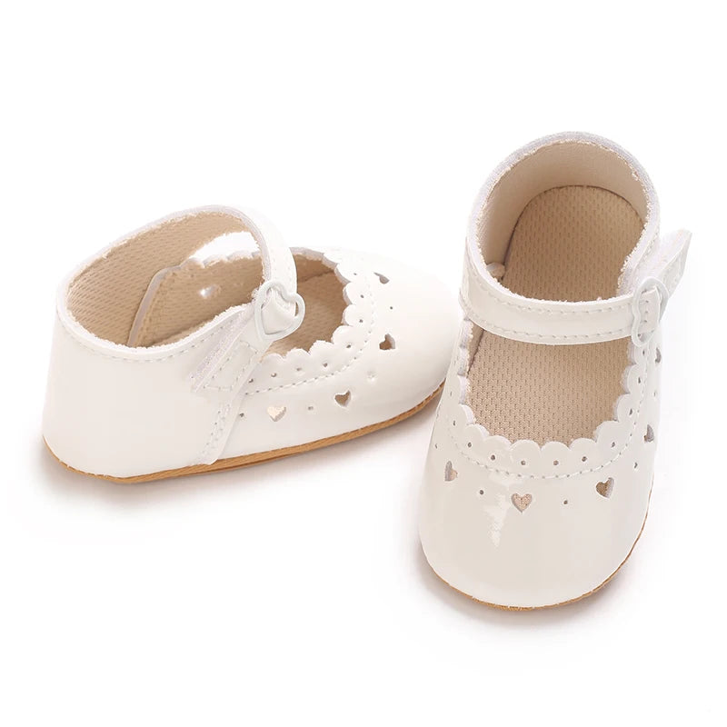 Einfarbige Baby Mädchen Mary Jane Schuhe 2025 - Weiche Gummisohle Anti-Rutsch - Frühling Herbst Prinzessin Schuhe 0-18M
