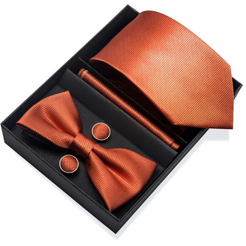 Men's Tie Pin cuff square bow Tie with pocket square cufflinks Set Paisley Men's Business Wedding Suit Accessories 6-piece set