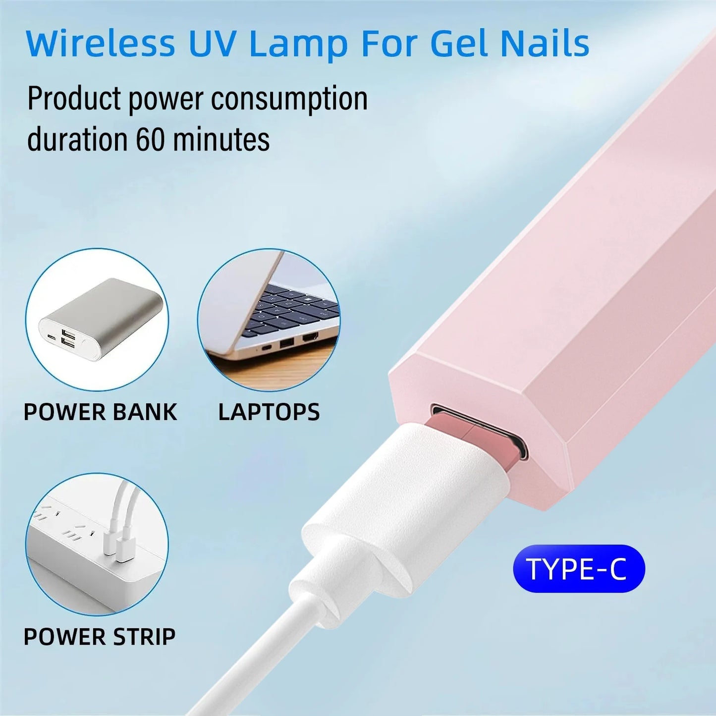 YIKOOLIN Mini UV Light Cure Nails Lamp for Gel Nails LED Nail Lamp for Gel Polish Manicure USB Nail Dryer for Fast Curing