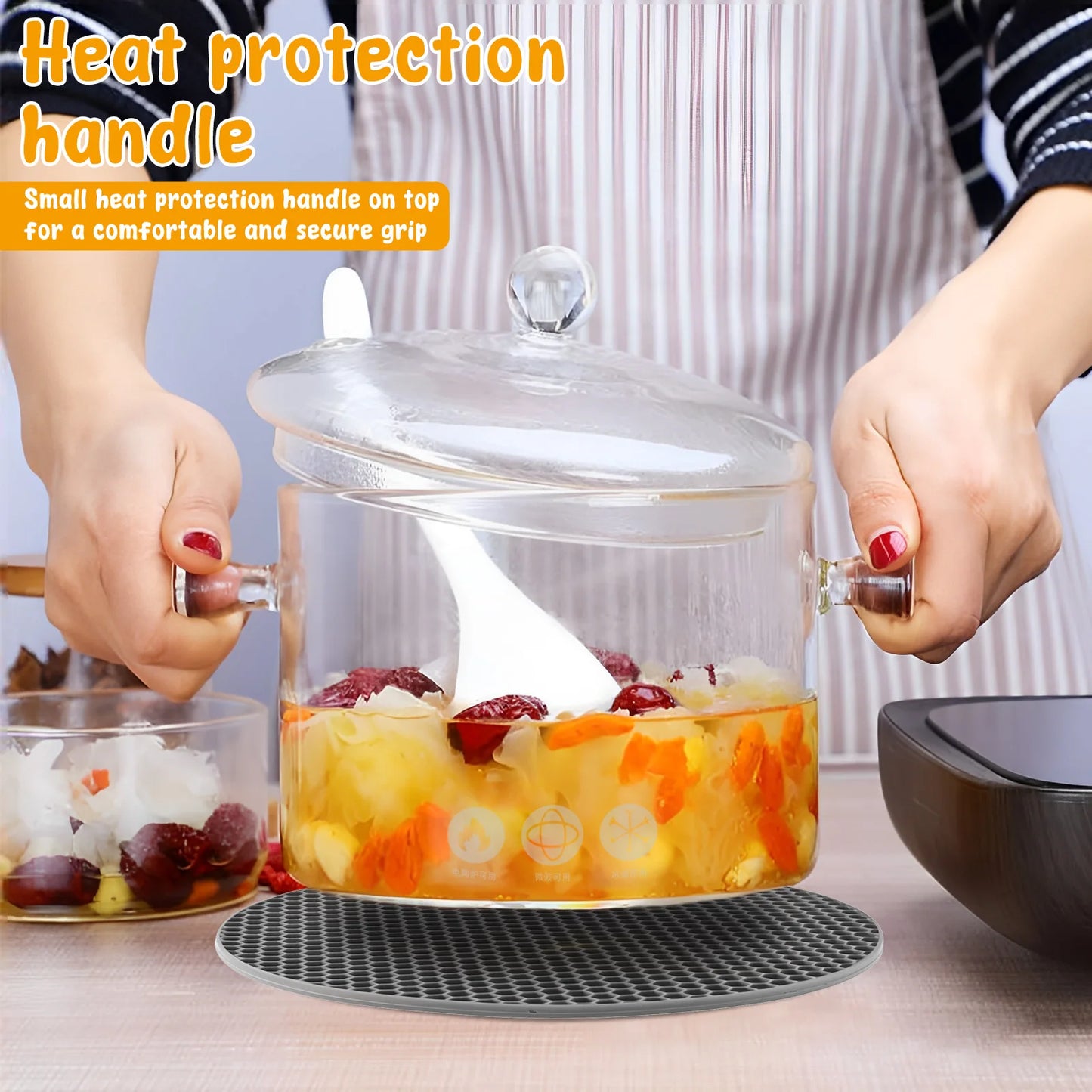 Clear Cooking Pot High Borosilicate Glass Simmer Pot With Lid And Handle Stovetop Cooking Pot for Cooking Pasta Noodle Soup Milk