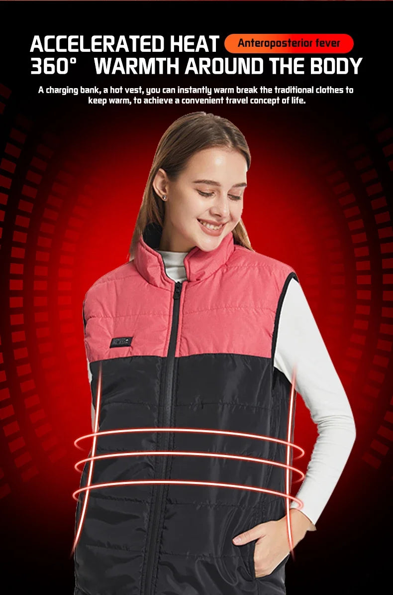 NUOYING Beheizte Weste USB Warmhaltejacke - Kapazität 2600mAh, Leistung 5V 2,0 A, Größe M