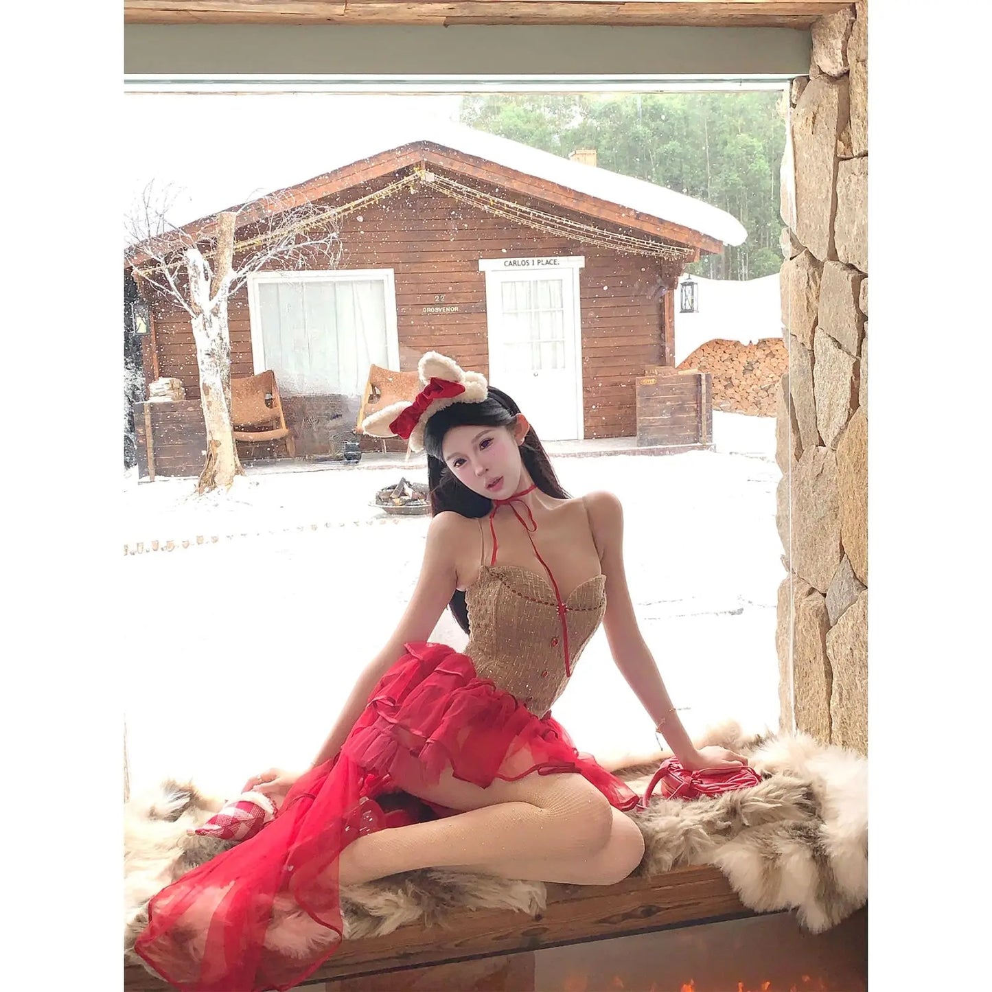 Ținută elegantă din două piese pentru femei, corset roșu, top scurt, fustă mini din tul, croială slim, elegantă, de vară, pentru petrecere, club, look elegant și chic 2025