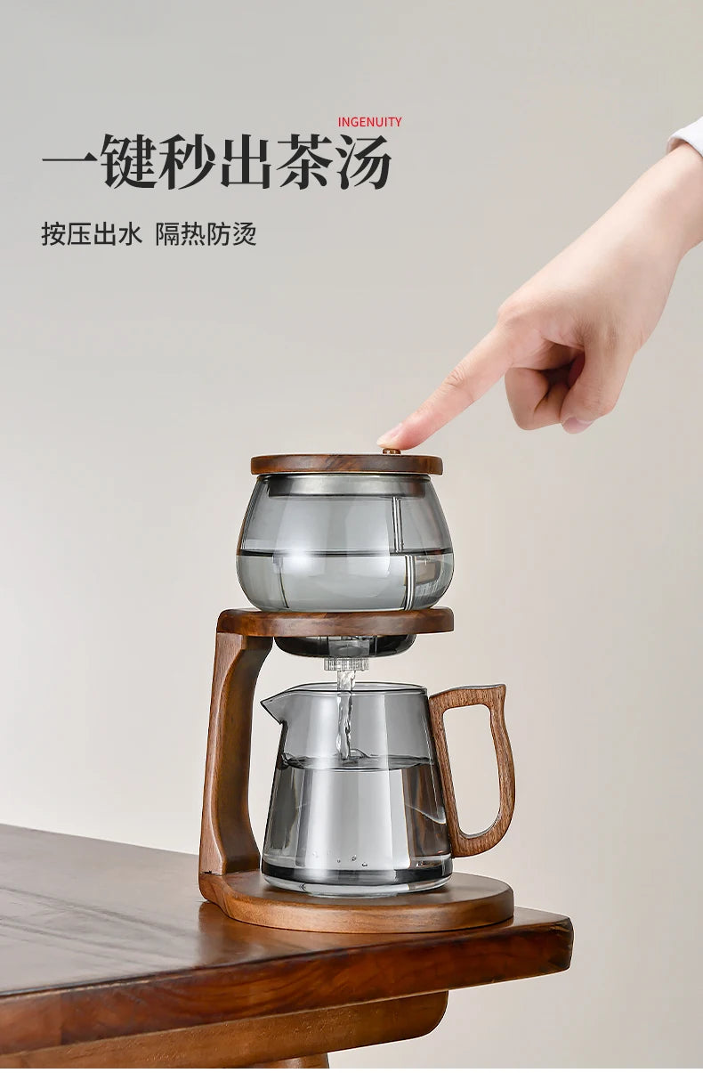 Chinese style tea making artifact, high-end glass teapot for household use, automatic tea set for lazy people separation