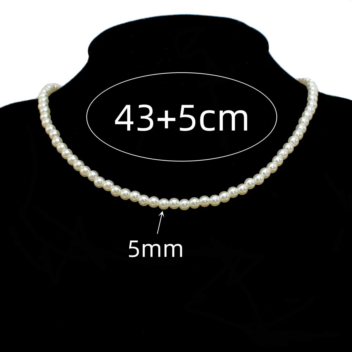 DAIZHEMEI GIFT Perlenkette Mit Anhänger - 42 5cm Beige