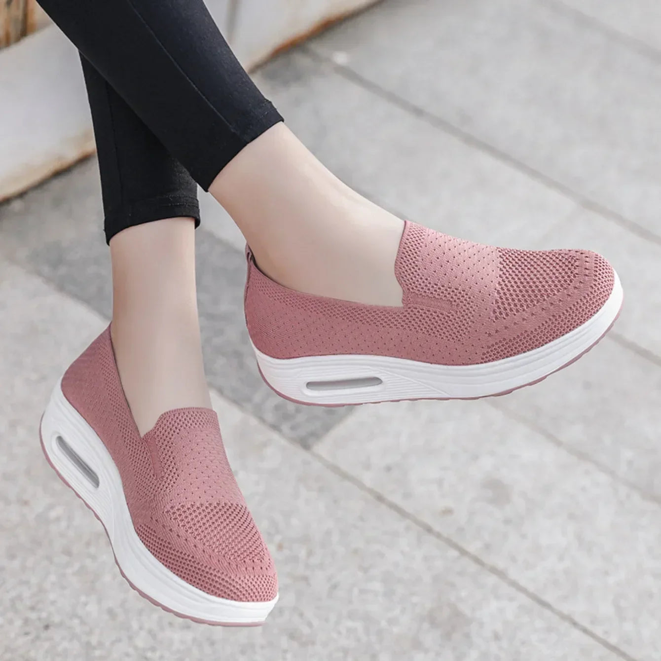 Women Fashion Vulcanized Sneakers Spring Platform Solid Color Flat Ladies Shoes Casual Breathable Wedges Ladies Walking Sneakers