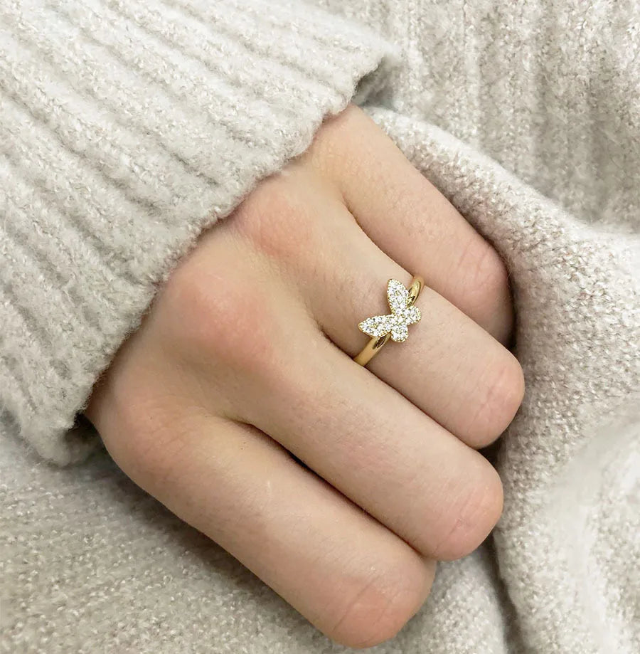 Inel de zirconiu cu cruce dublă cu straturi pentru femei, culoare aur-argint, reglabil, inele, Bling, coreean, elegant, cadou, bijuterii