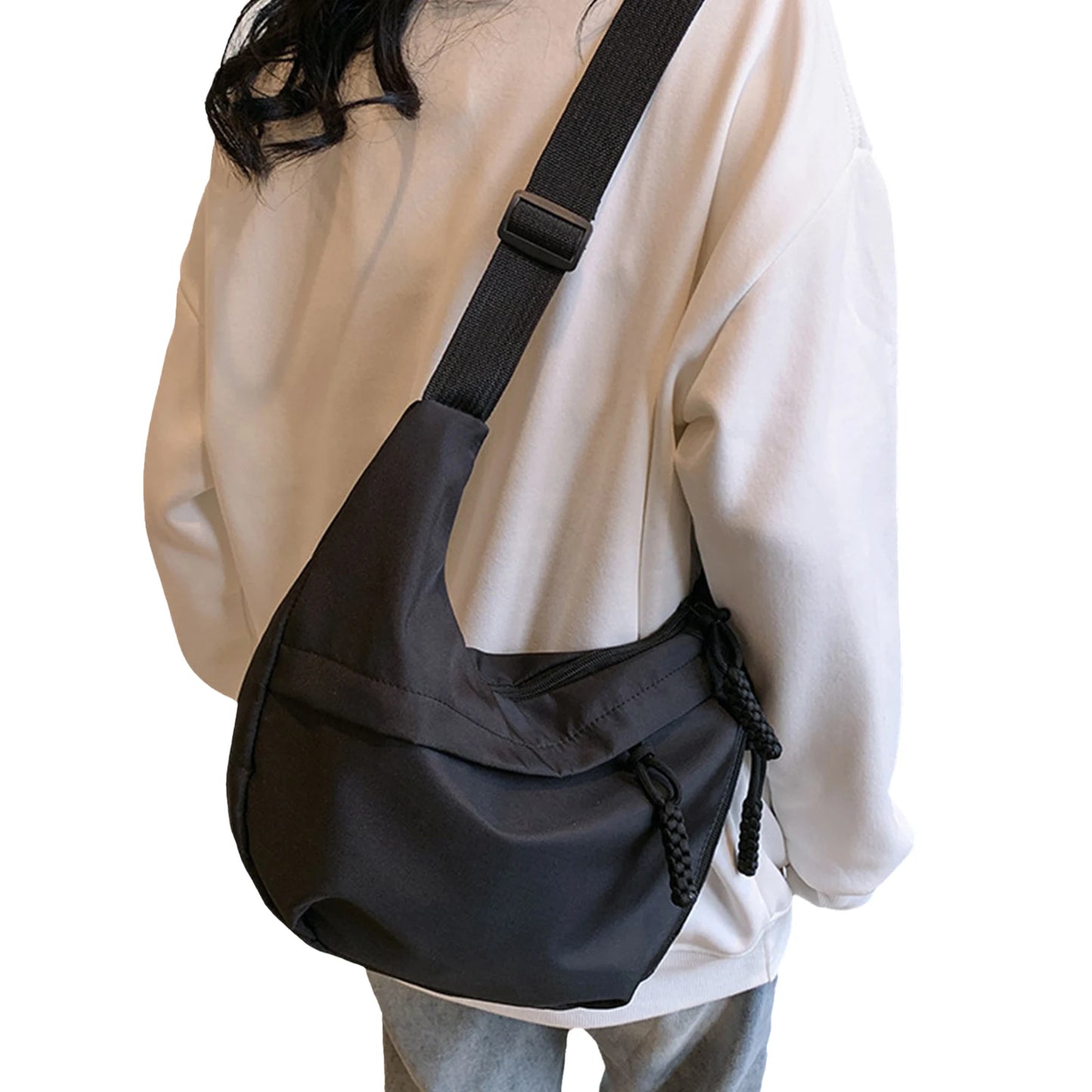 Casual Canvas Crossbody Bag for Women Designer Black/White/Red Shoulder Bags Large Capacity Tote Men Travel Shopping Bag 2025