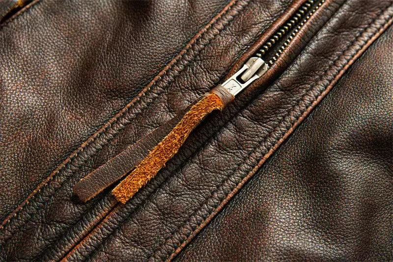 BikerX Milano Lederjacke Vintage Biker - Rindsleder L