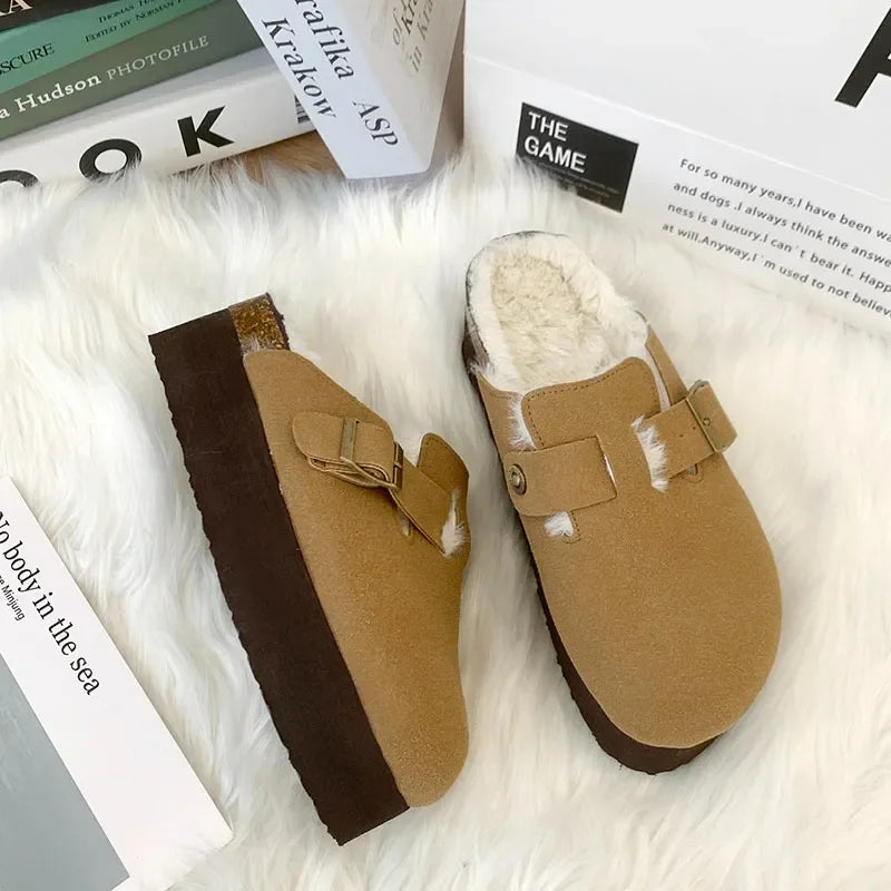 Fashion Outdoor Slip On Beach Sandalias Women's Suede Mules Slippers Platform Flats Boston Clogs Sandals