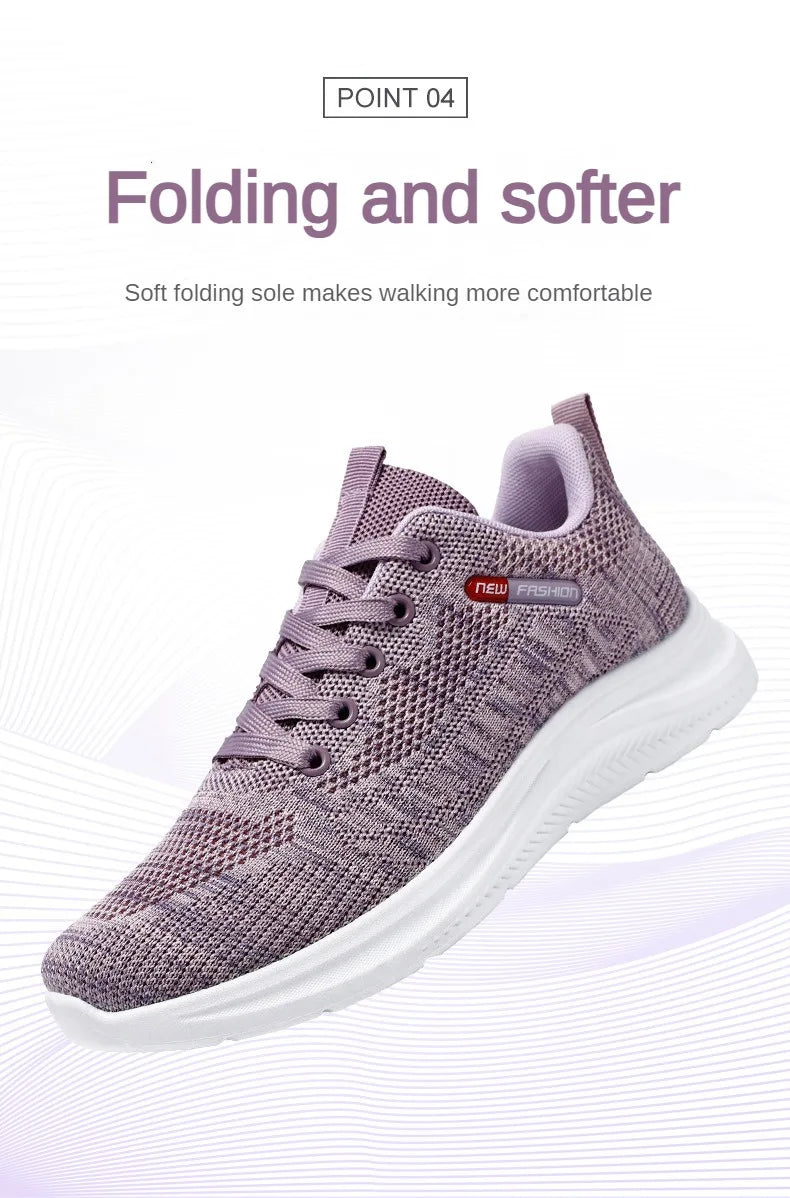 Damen 2025 Frühling Und Herbst Neu Gestrickt Damen Schuhe Schuhe Weiche Sohle Casual Sport Schuhe Für Damen Sneakers