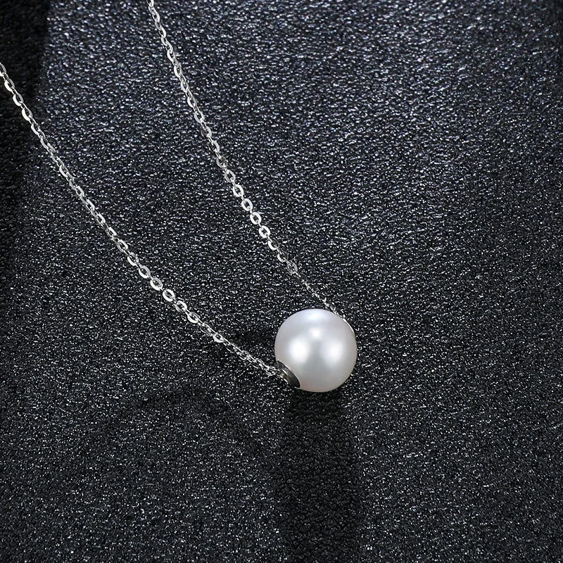 Real Natural Freshwater Pearls Round Shape Pendant Necklace 8-9mm 925 Sterling Silver Classic Fashion Jewelry Gifts for Women