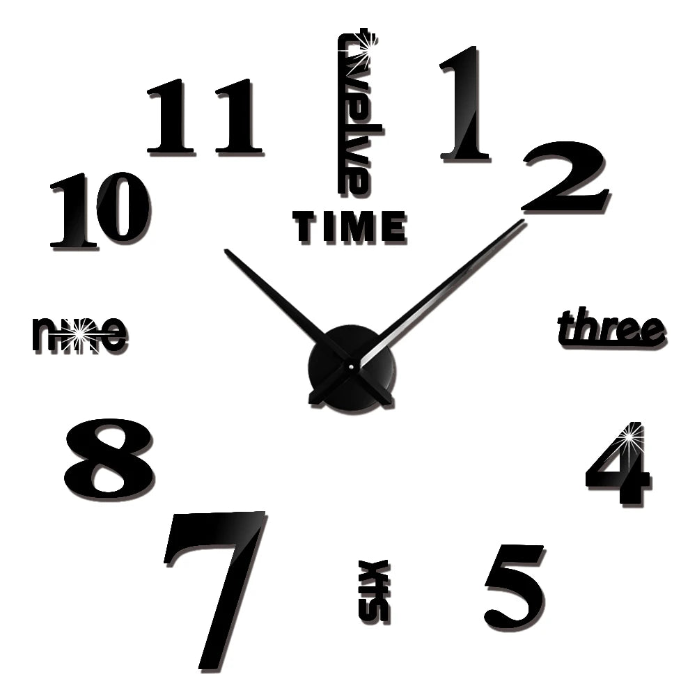 Large 3D Digital Wall Clock Acrylic European Creative Numerals Design Mirror Wall Sticker Clock DIY Self Adhesive Home Decor