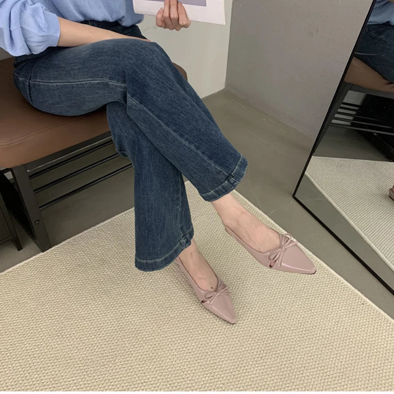 Summer Fashion Butterfly-knot Women Sandals Shallow Slip On Slingbacks Ladies Casual Dress Street Style Flats Shoes