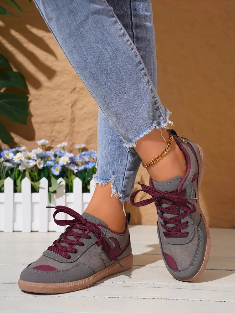 Sneakers Women Fashion Platform Casual Single Shoes Breathable Flat Bottom Lace Up Lightweight Sneakers Shoes Zapatos De Mujer
