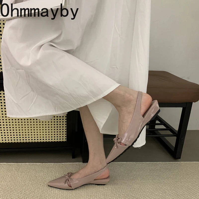 Summer Fashion Butterfly-knot Women Sandals Shallow Slip On Slingbacks Ladies Casual Dress Street Style Flats Shoes