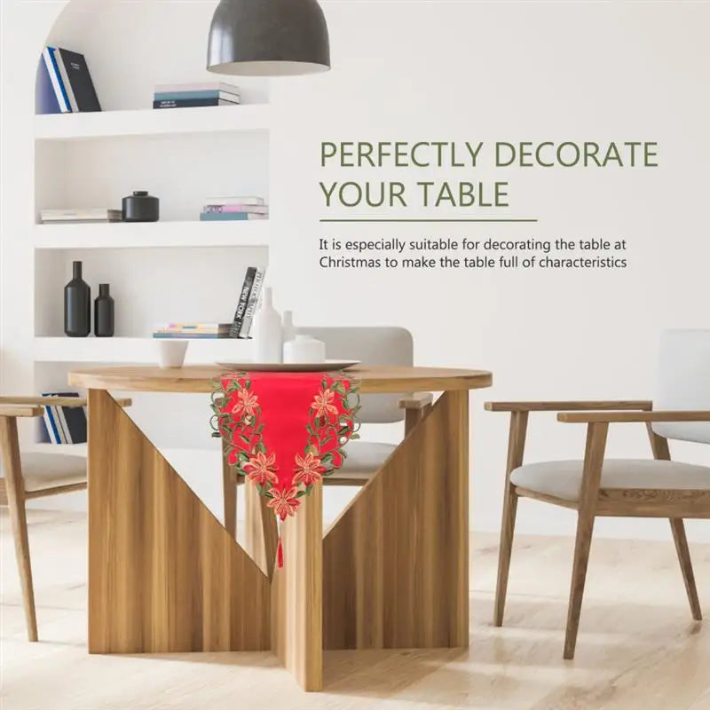 Embroidered Christmas Printed Christmas Decoration Tablecloths Party Picnic Retro Style Table Decoration Supplie Runners Linens