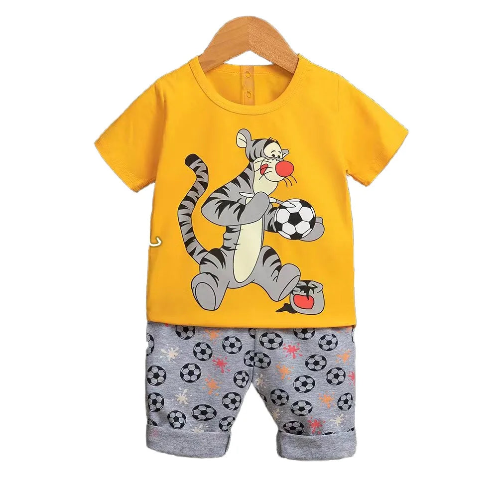 Set de vară cu mânecă scurtă MINISOCN pentru bebeluși - bumbac 0-3M băieți